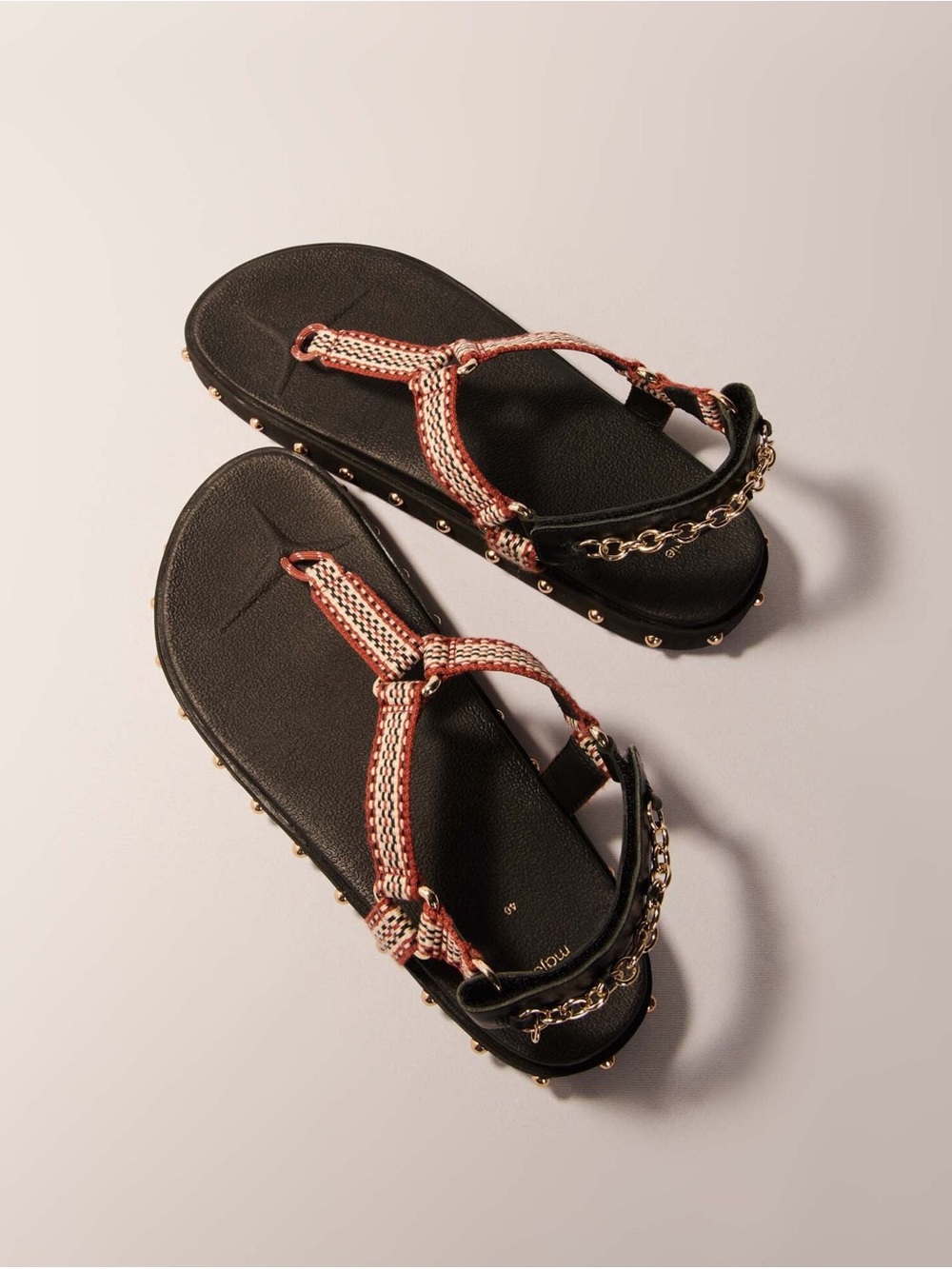 Maje Women's Studded T Strap Sandals